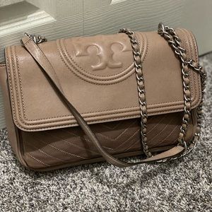 Authentic Tory Burch Distressed Fleming. Taupe
